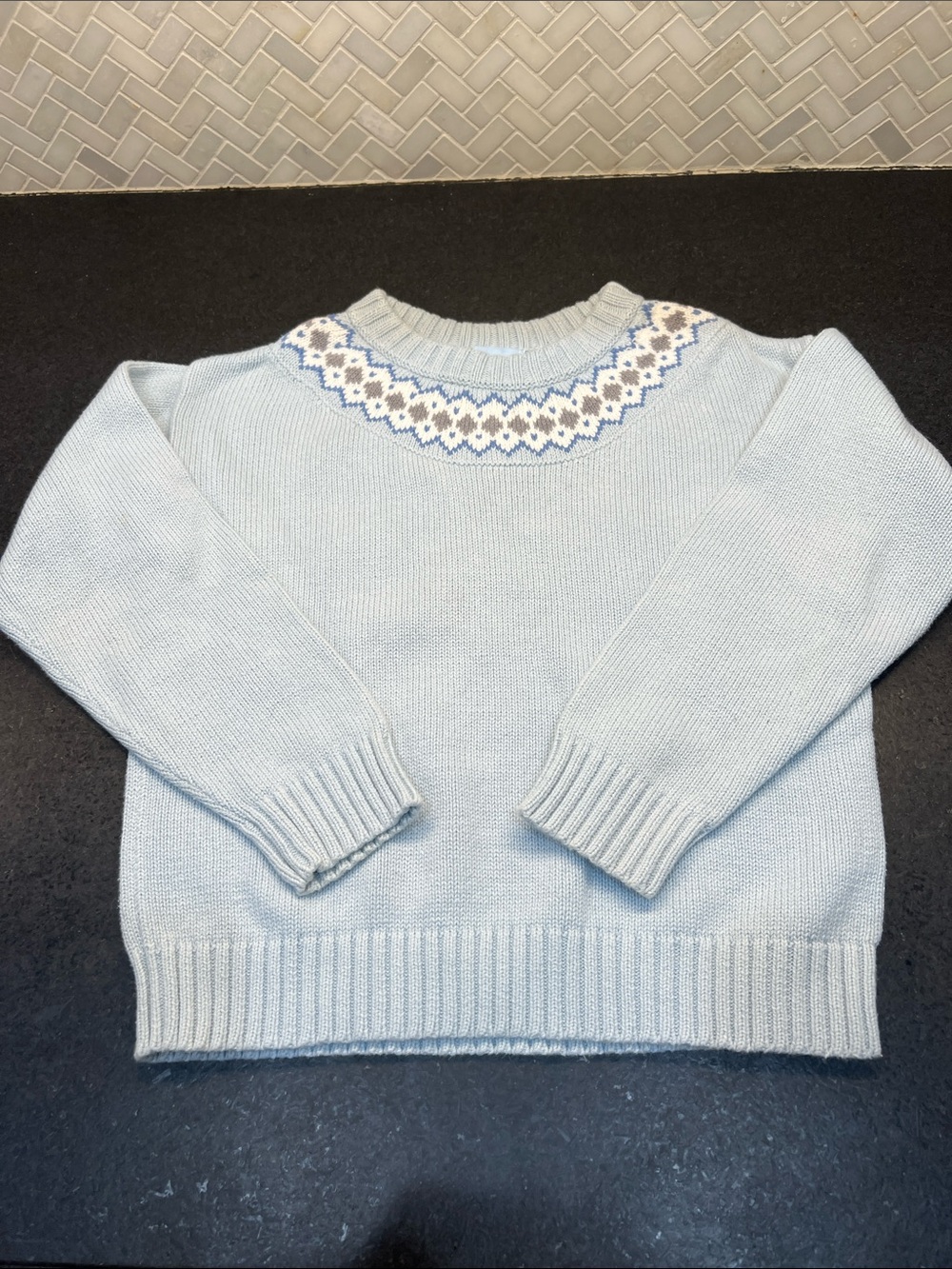 bella bliss Light Blue Fair Isle Yoke Sweater